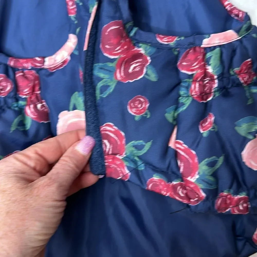 Pup Crew Floral‎ Puffer Hooded Jacket. Size Large.